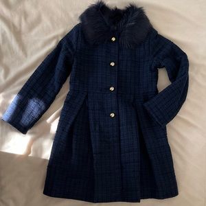 Janie & Jack girls coat, size 5 to 6 yrs, dark blue